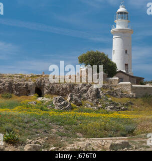 Phare de Paphos, Chypre. Banque D'Images