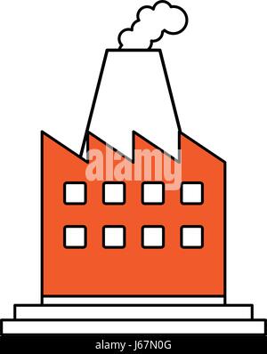 La silhouette d'une image couleur caricature avec de la fumée d'usine industrielle Bâtiment Illustration de Vecteur