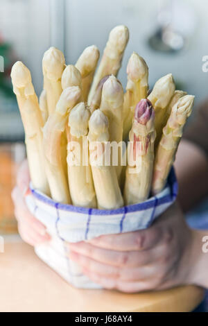 Mains tenant beelitz asperges Banque D'Images