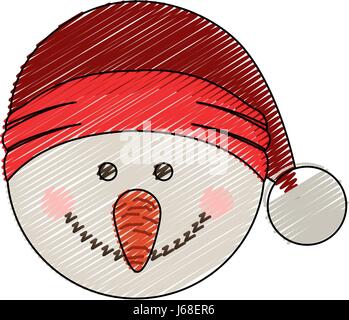 Couleurs cartoon bande de tête de bonhomme avec christmas hat Illustration de Vecteur