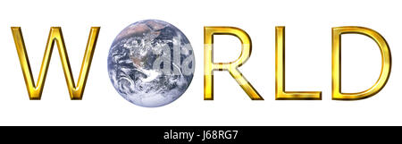 Texte graphique monde planète terre monde signe pictographique manifeste mondial Banque D'Images