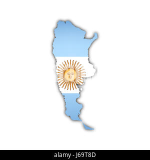 Argentine Amérique du Sud drapeau atlas des cartes carte du monde graphique voyage bleu Banque D'Images