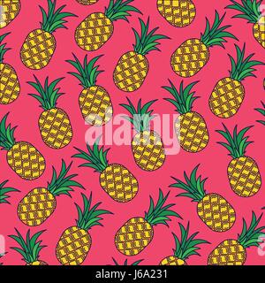 Fond rose avec motif de fruits ananas Illustration de Vecteur