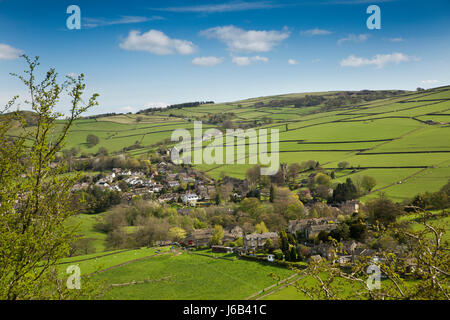 Royaume-uni, Angleterre, Cheshire, Rainow, village, elevated view de Kerridge Hill Banque D'Images