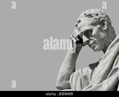 Julian le juriste statue dans l'acte de la pensée, de l'ancien palais de justice de Rome (en noir et blanc avec copie espace) Banque D'Images