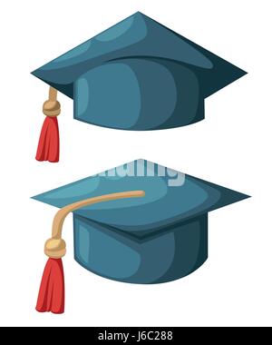 Vector illustration dans télévision style design isolé sur fond blanc Graduation cap ou hat vector illustration dans l'appartement de style. Caps universitaire défini. Illustration de Vecteur