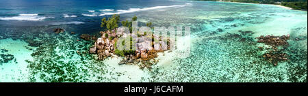 Vue aérienne de récifs tropicaux, Seychelles Banque D'Images