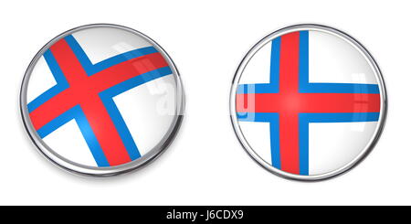 Danemark îles drapeau bannière bouton autocollants autocollant pin isolé Voyage Tourisme Banque D'Images