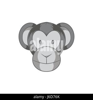 Visage de singe, icône style monochrome noir Illustration de Vecteur