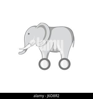 L'icône de l'éléphant jouet sur roulettes Illustration de Vecteur