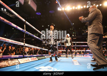 Gervonta Davis entre dans l'anneau pour l'IBF n'Super-Featherweight combat de championnat à la boîte de cuivre, Londres. Banque D'Images