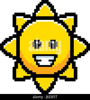 Une illustration du soleil souriant dans un 8-bit style dessin animé. Illustration de Vecteur