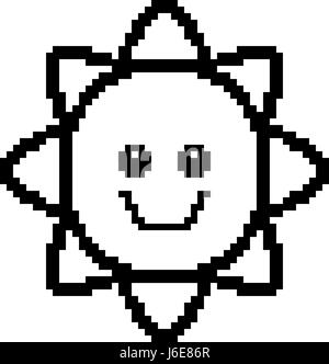 Une illustration du soleil souriant dans un 8-bit style dessin animé. Illustration de Vecteur