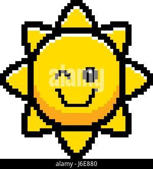 Une illustration du soleil en un clin d'un 8-bit style dessin animé. Illustration de Vecteur