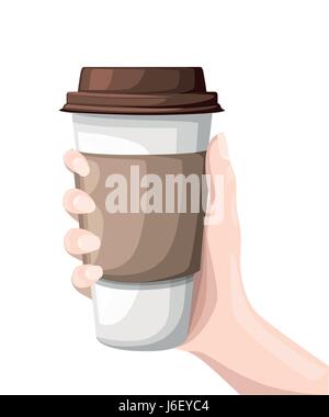 Icône représentant une tasse de café en papier isolé sur fond. Tasse à café en plastique avec du café chaud dans un style plat vector illustration Illustration de Vecteur