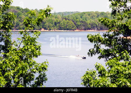 Tennessee Blountville,Boone Lake,Tennessee Valley Authority,TVA,bateau à ponton,sports nautiques,loisirs,végétation,arbres,rivage,les visiteurs voyagent t Banque D'Images