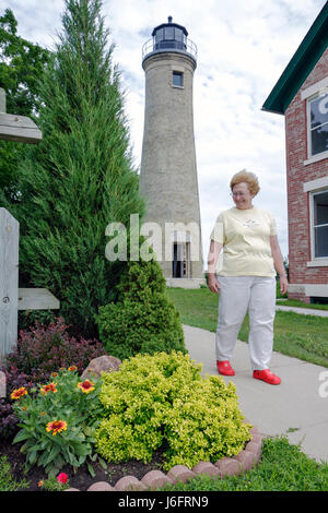 Kenosha Wisconsin, Simmons Island, Southport Light Station, phare historique, construit en 1866, adultes femmes femmes femme femme, aînés senior vieille citize Banque D'Images