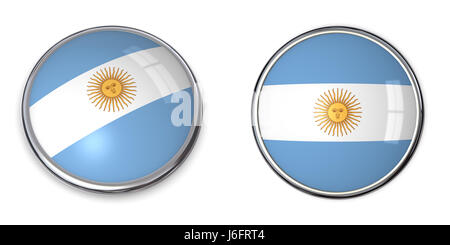 Bouton rond sur l'Argentine bannière drapeau argentin autocollants autocollant pin Banque D'Images