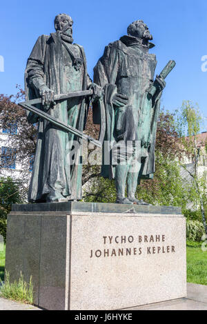 Mémorial aux astronomes de Prague Tycho Brahe et Johannes Kepler, République tchèque de Prague, Europe Banque D'Images