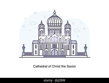 Cathédrale du Christ Sauveur de Moscou. Illustration de la ligne. Illustration de Vecteur