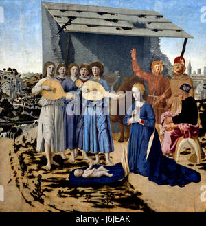 La Nativité 1470-5 Piero della Francesca 1415/20 - 1492 Italie la Nativité italienne, se réfère à la naissance de Jésus, la figure centrale de la religion du christianisme, célébrer la Nativité, pendant, Noël Banque D'Images