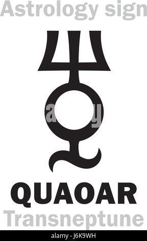 Alphabet d'astrologie : QUAOAR (Transneptune), grand planétoïde massive (TNO). Caractères hiéroglyphes signe (symbole unique). Illustration de Vecteur