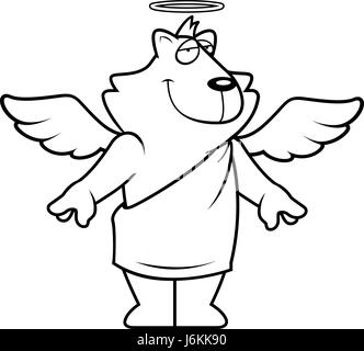 Un dessin de chat avec des ailes d'ange et de halo. Illustration de Vecteur