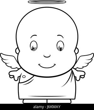 Une illustration d'un dessin animé bébé ange avec des ailes et une auréole. Illustration de Vecteur