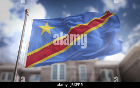 République démocratique du Congo Rendu 3D du Pavillon bleu sur fond ciel Banque D'Images