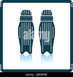 L'icône de la protection de la jambe de cricket. Reflet de l'ombre. Vector illustration. Illustration de Vecteur