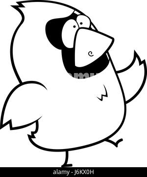 Un dessin rouge cardinal marche sur deux jambes. Illustration de Vecteur