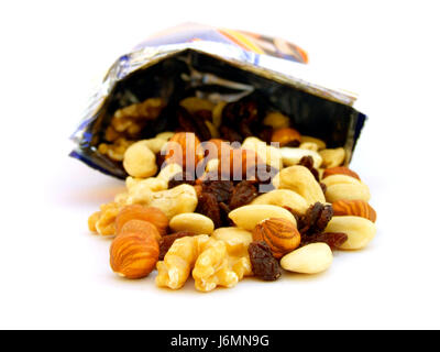 Aliment alimentaire arachides Noix amandes raisins secs noix aliments aliment doucement les amygdales Banque D'Images