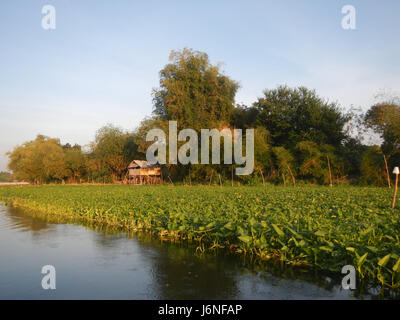 Ce titre fait référence à un emplacement à Plaridel, Bulacan, mettant en évidence les berges de la rivière ainsi que des zones clés comme Dampol et Lumbac dans la région, essentielles pour les infrastructures locales. Banque D'Images