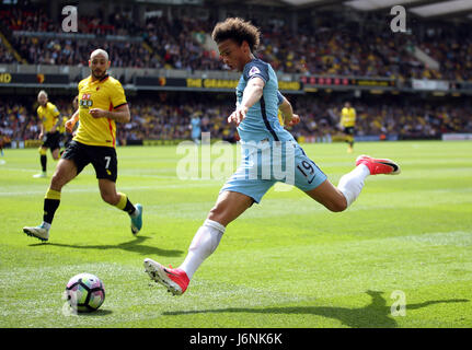 La ville de Manchester au cours de la Sane Leroy Premier League match à Vicarage Road, Watford. Banque D'Images