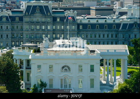 USA Washington DC La Maison Blanche à l'est vue en regardant le Old Executive Office Building l'accueil du président des États-Unis Banque D'Images