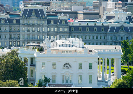 USA Washington DC La Maison Blanche à l'est vue en regardant le Old Executive Office Building l'accueil du président des États-Unis Banque D'Images