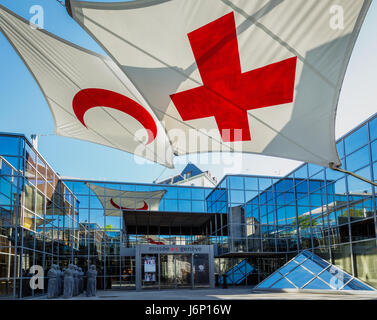 Entrée du musée international de la Croix-Rouge et du Croissant-Rouge, Genève, Suisse Banque D'Images