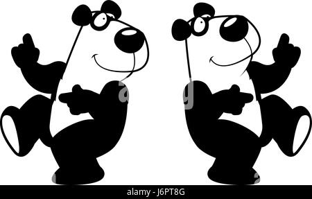 Une bonne caricature panda danse et souriant. Illustration de Vecteur