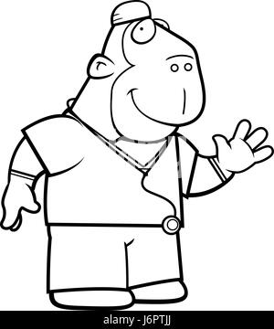 Illustration d'une caricature d'un singe médecin dans scrubs. Illustration de Vecteur