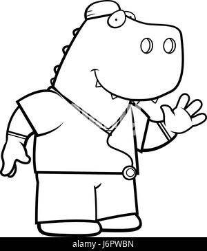 Illustration d'une caricature d'un médecin de dinosaures dans scrubs. Illustration de Vecteur