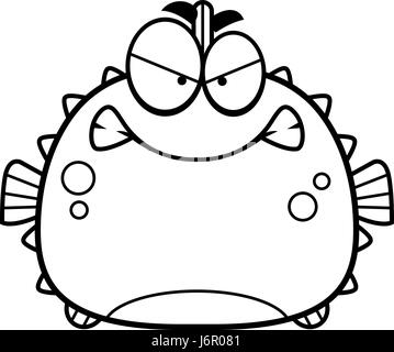 Une illustration d'un dessin animé à blowfish en colère. Illustration de Vecteur