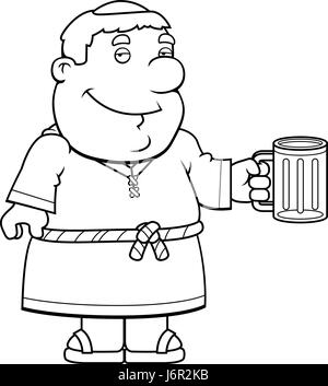 Une bonne caricature avec un frère mug de bière. Illustration de Vecteur