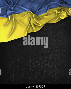 Drapeau de l'Ukraine sur un Grunge Vintage Tableau noir avec un espace réservé au texte Banque D'Images