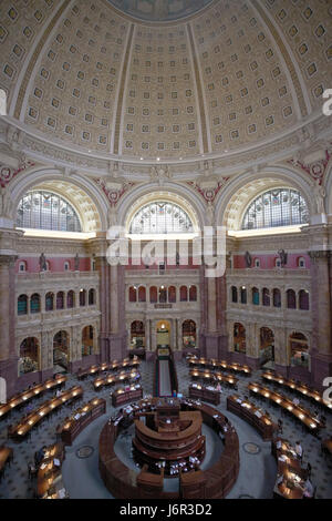 Principale salle de lecture de la Bibliothèque du Congrès principal Thomas Jefferson building Washington DC USA Banque D'Images