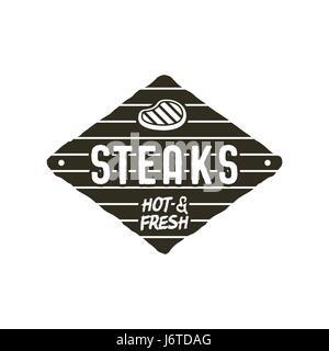 Des steaks old style patch. Design rustique. Badge barbecue modèle. Vecteur Stock isolé sur fond blanc Illustration de Vecteur