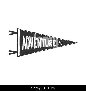 Fanion de l'aventure du design. Pendentif monochrome modèle. Typographie pennant isolé sur fond blanc. Stock Vector illustration Illustration de Vecteur