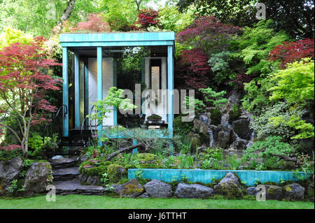 Londres, Royaume-Uni. 22 mai, 2017. Le Gosho no niwa - Pas de mur, pas de guerre (le jardin conçu par Kazuyuki Ishihara), un des neuf beaux et élégants jardins Artisan sur l'affichage à l'2017 RHS Chelsea Flower Show qui a ouvert ses portes aujourd'hui, Londres, Royaume-Uni. Jardins Artisan revitaliser les dessins traditionnels, matériaux et méthodes avec de nouvelles approches à l'artisanat et de l'artisanat. Représentant les plus originaux et inspirants conçoit, ces petits jardins mettre une touche moderne au rustique intemporel des idées. Crédit : Michael Preston/Alamy Live News Banque D'Images