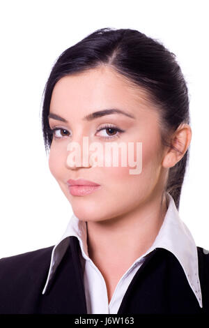 Closeup Portrait of Beautiful business woman isolated on white Banque D'Images