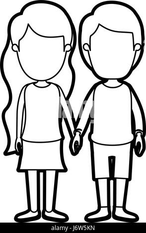 Caricature d'épaisseur tout le corps sans visage contour des vêtements décontractés en couple Illustration de Vecteur