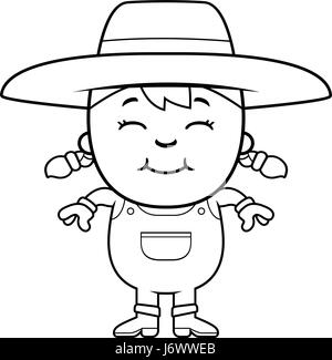 Illustration d'une caricature d'une fille farmer standing and smiling. Illustration de Vecteur